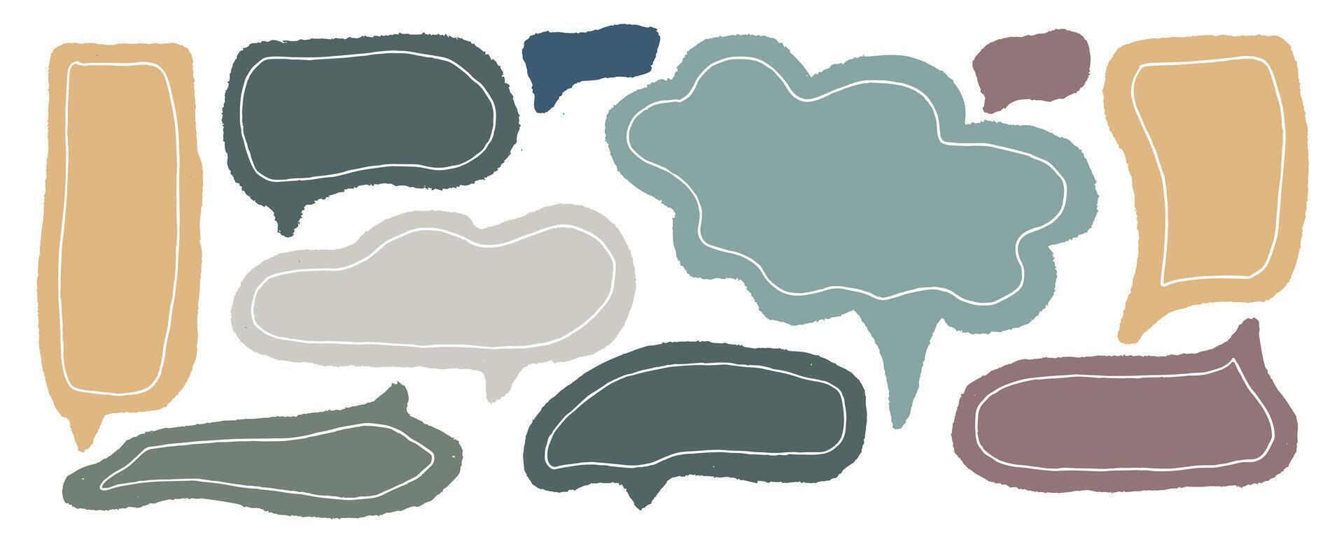 Colorful speech bubbles with crayons and artistic elements in a playful arrangement vector