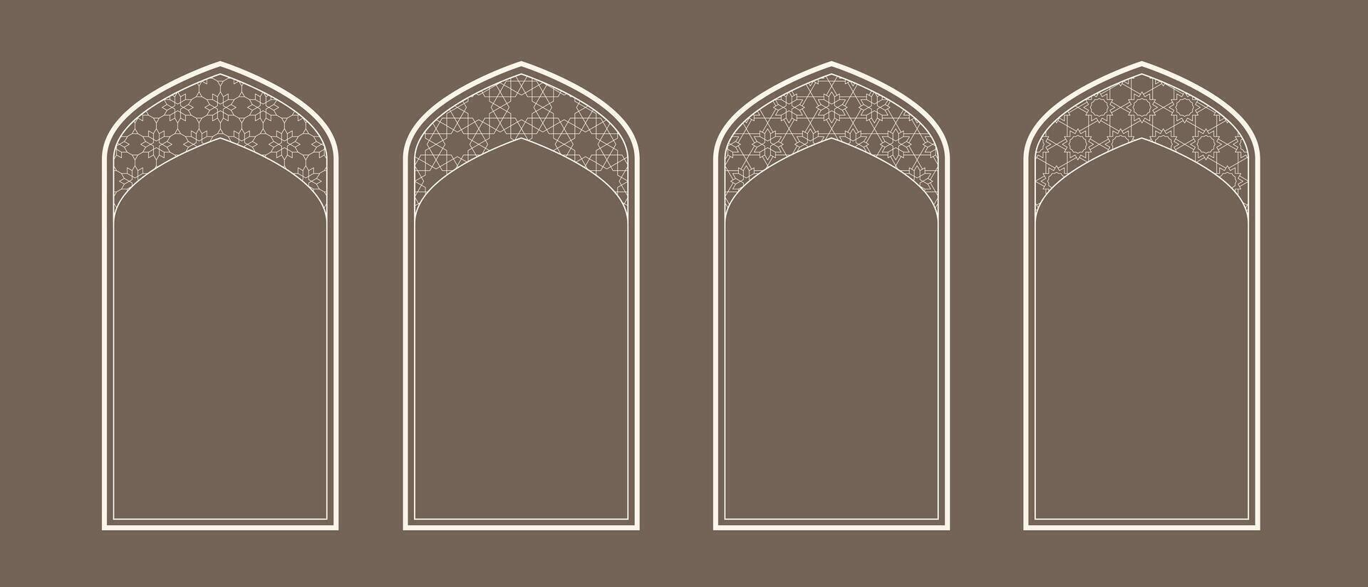 Decorative Islamic window designs showcasing intricate patterns in geometric shape vector