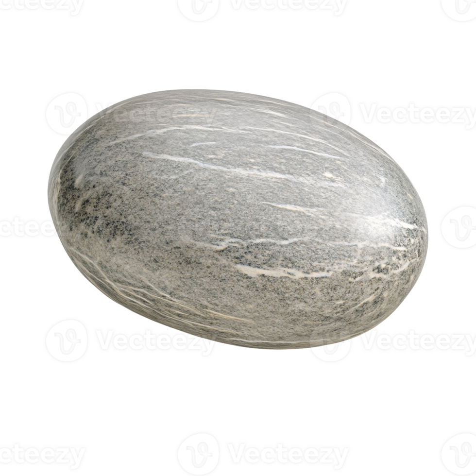 Smooth gray stone with white veins on a transparent background, showcasing natural texture and organic pattern for zen and meditation concepts png