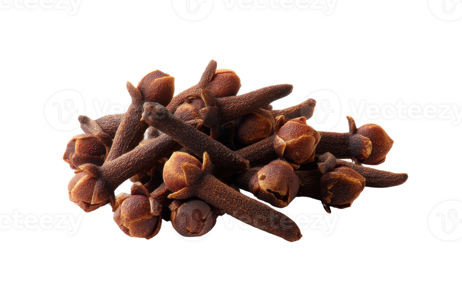 Pile of aromatic brown cloves on a transparent background Culinary spice concept for cooking, baking, and traditional medicine png
