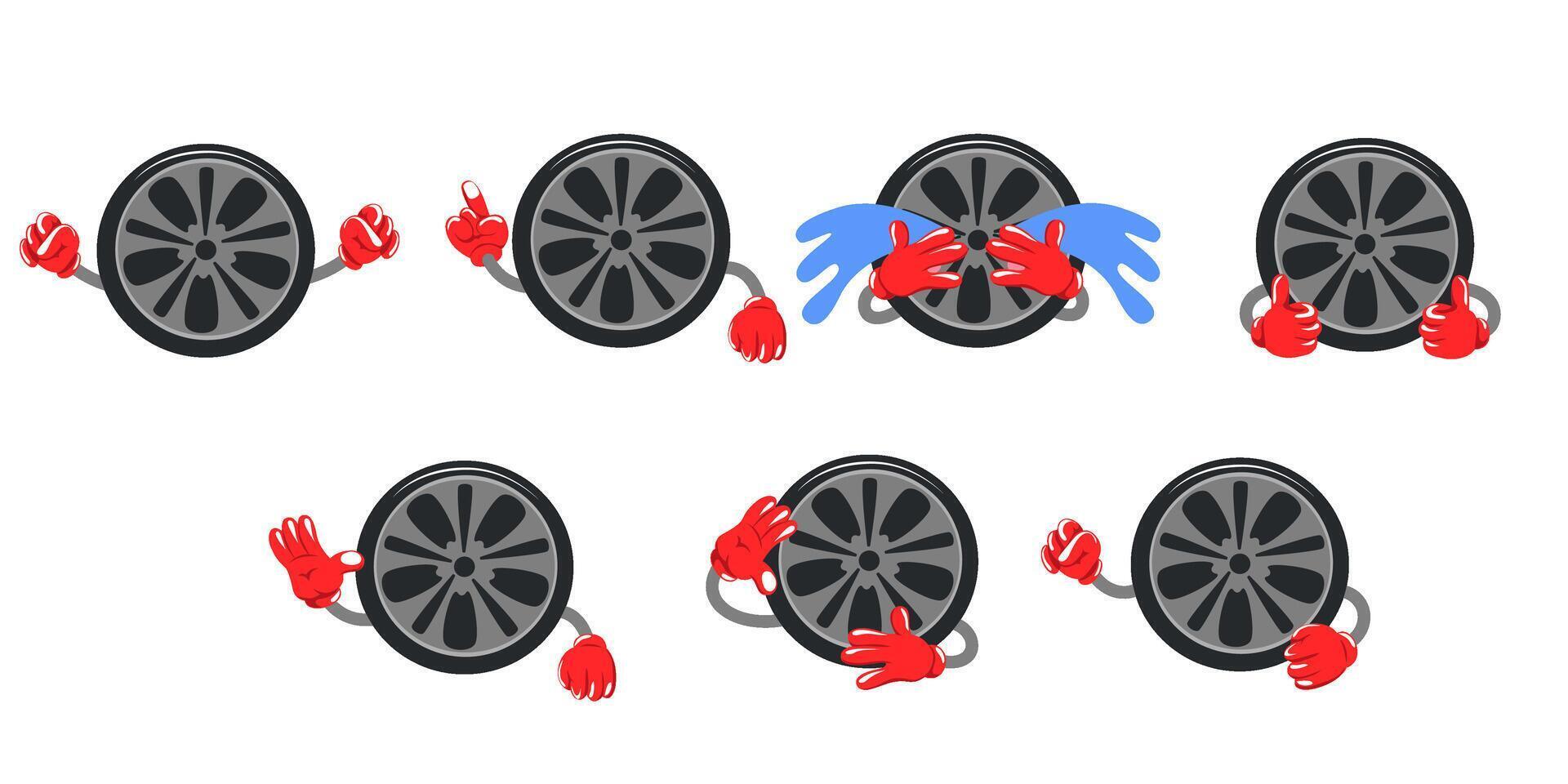 Mascot tire emoticon vector