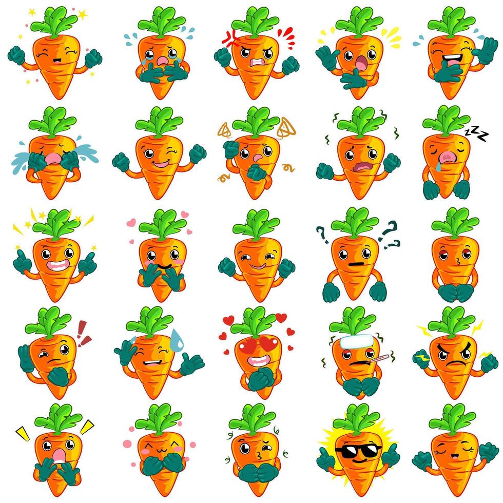 Kawaii carrot emoticon vector