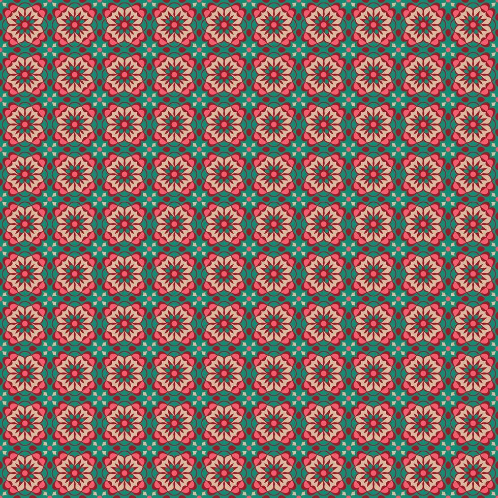 A green and red floral pattern vector