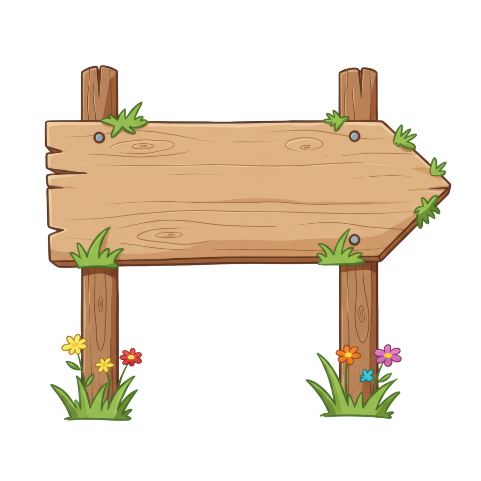Rustic Wooden Arrow Signpost with Flowers Blank Template for Direction or Message png