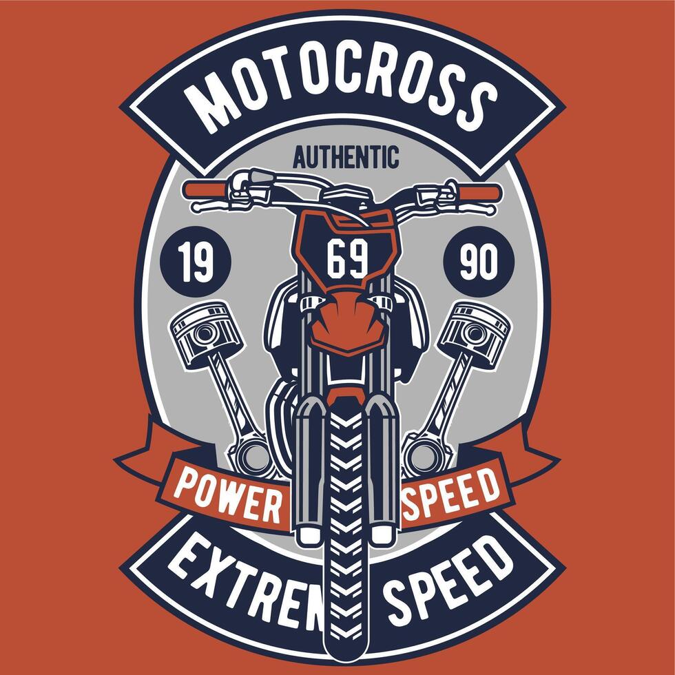 Dynamic animated illustration of a high-speed motocross t-shirt design, perfect for sports enthusiasts and apparel branding. vector