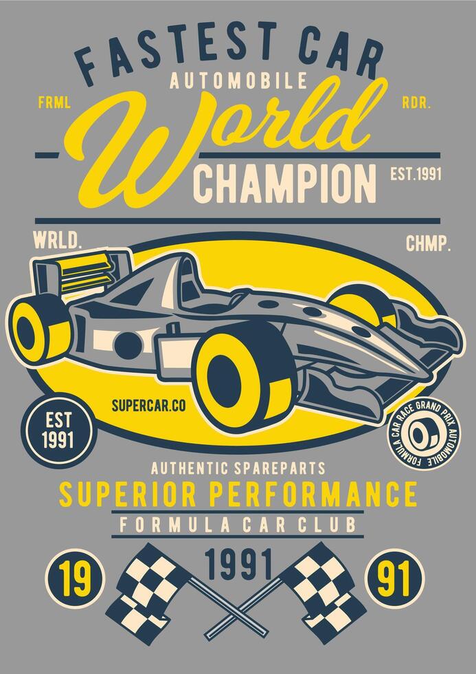 Retro Fastest Car T-Shirt Design Illustration vector
