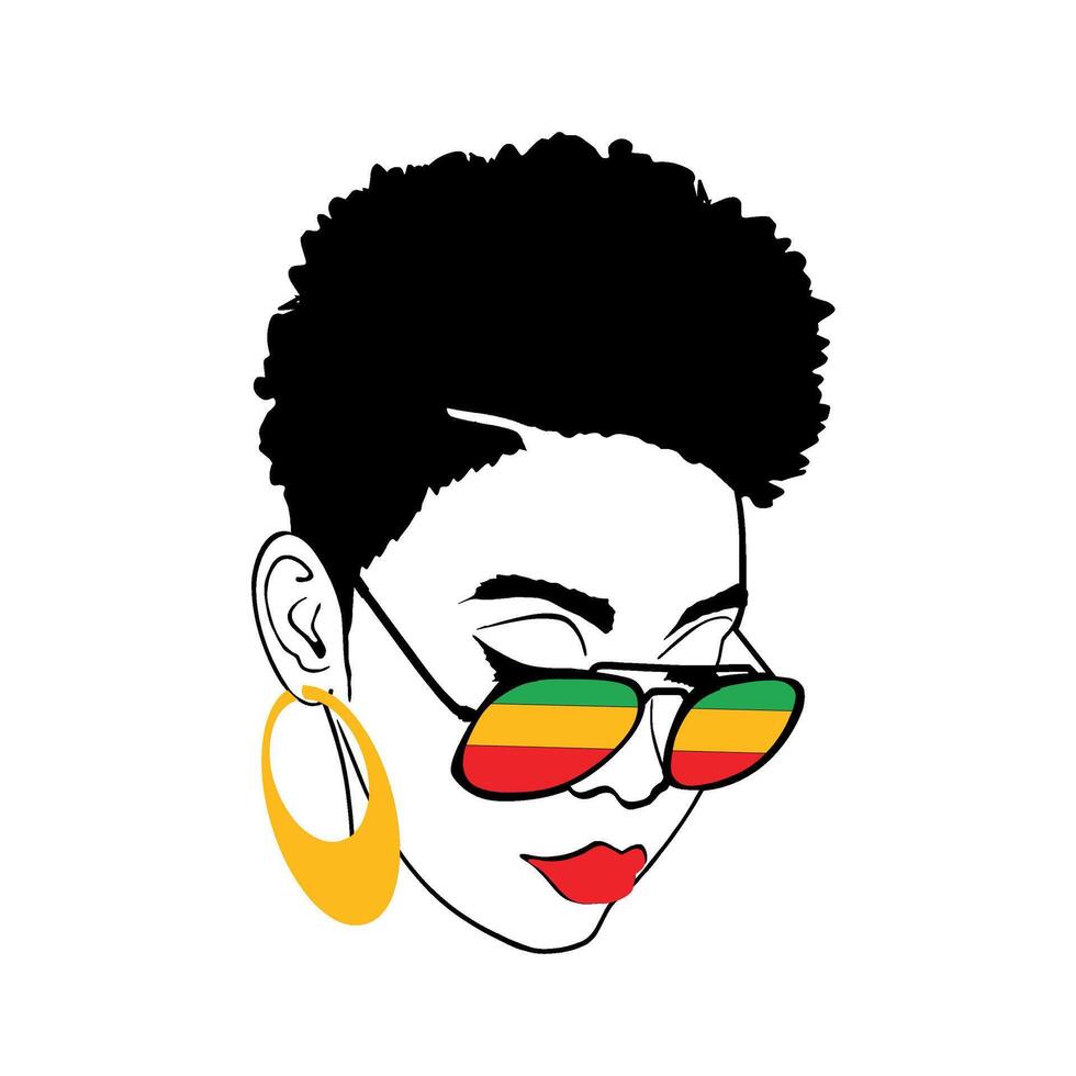 A stylish illustration of a Black woman with a trendy t-shirt design, perfect for fashion graphics, apparel prints vector