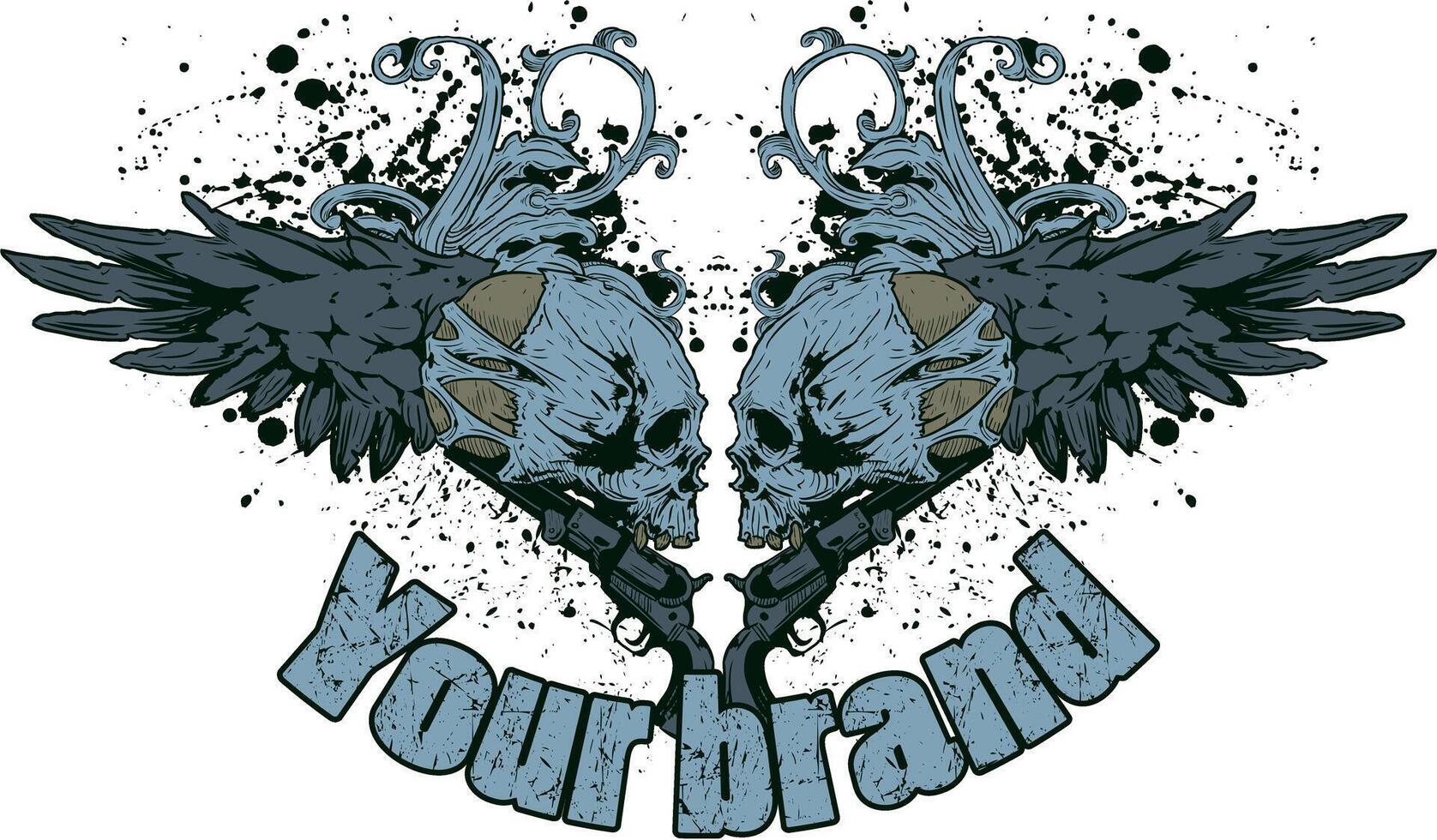 Retro Blue Skulls T-Shirt Design Illustration vector