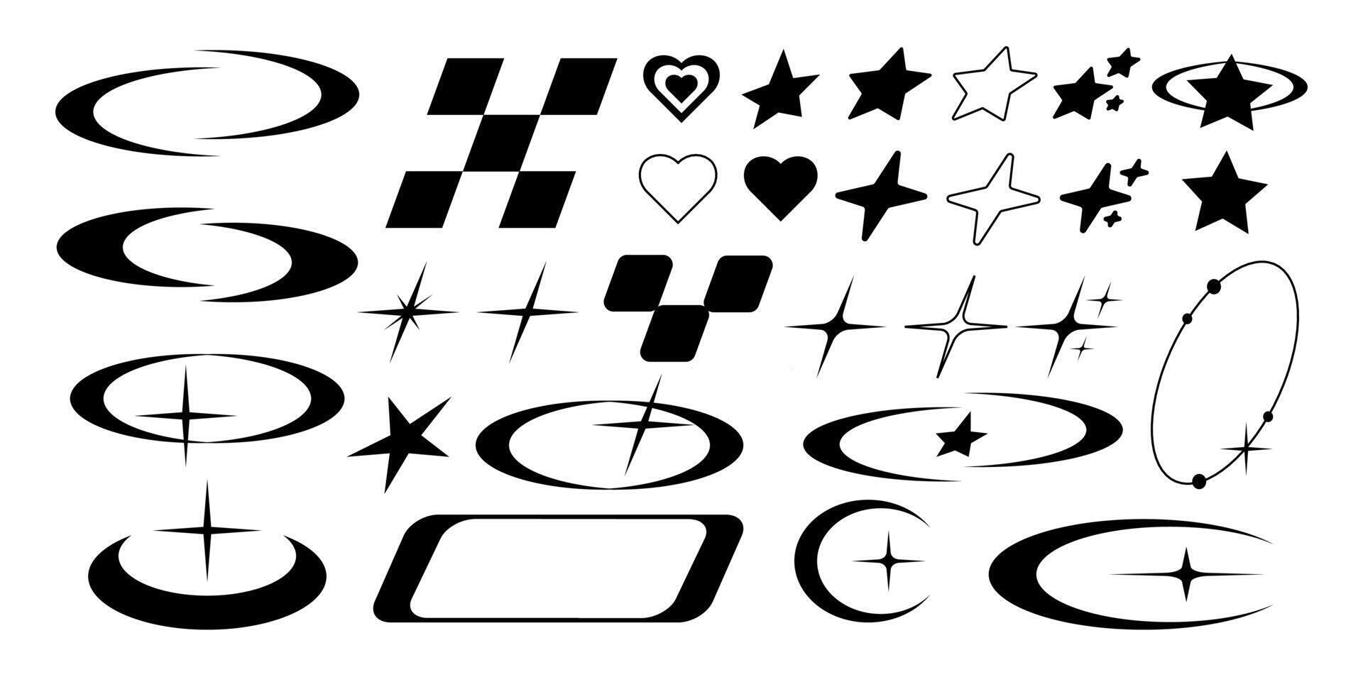 Modern y2k retro geometric shapes vector