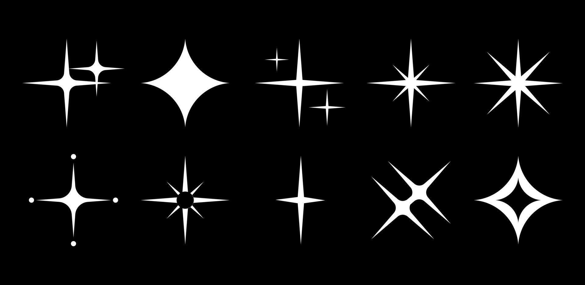 Set of geometric silhouettes of glitter, sparkles vector