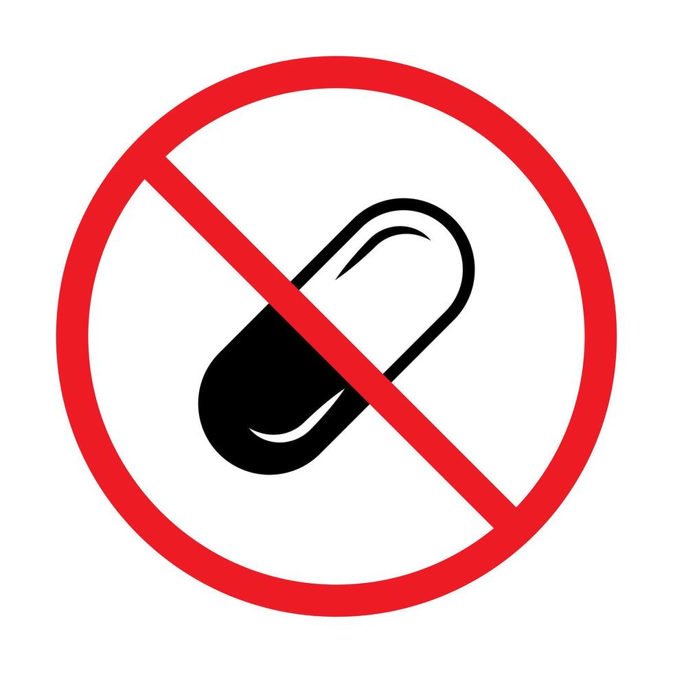 Forbidden medicine no pill icon. Prohibited capsule sign. Warning, restriction, caution, attention, For your web site design, logo, app, UI. illustration. vector