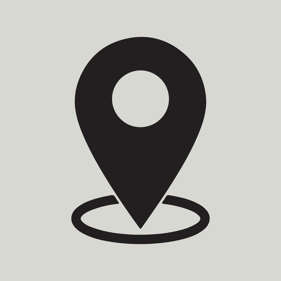 Black location pin icon with a round base vector