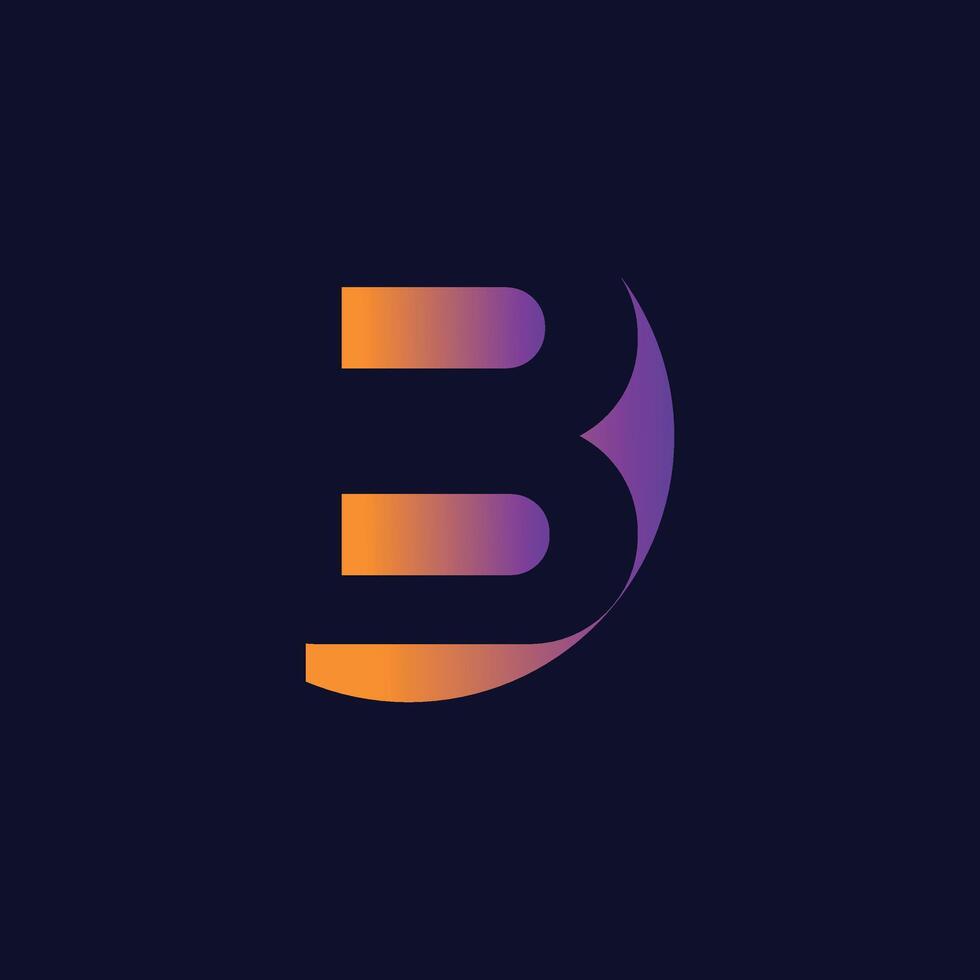 B letter and negative space gradient logo design vector