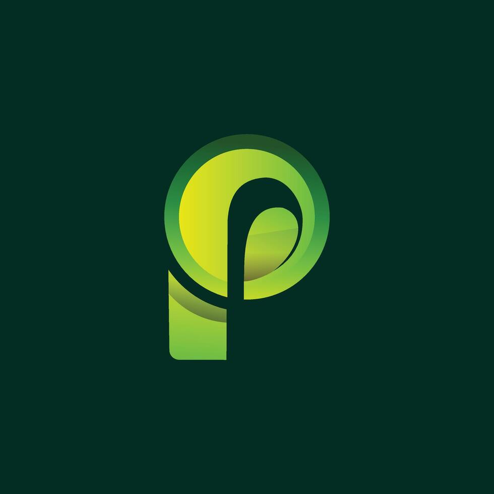 P Letter Logo with leaf icon gradient art vector