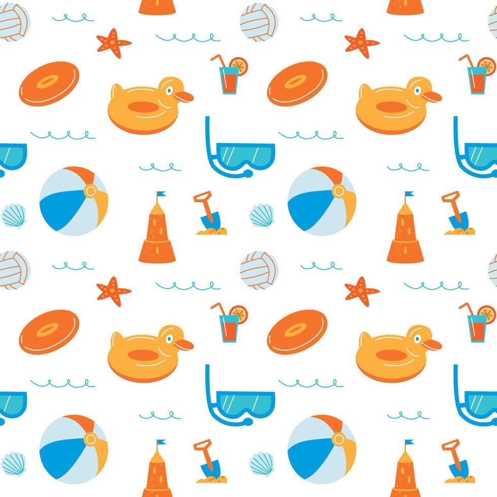 Vibrant Summer Seamless Pattern - Tropical Leaves, Sunshine Beach Vibes vector