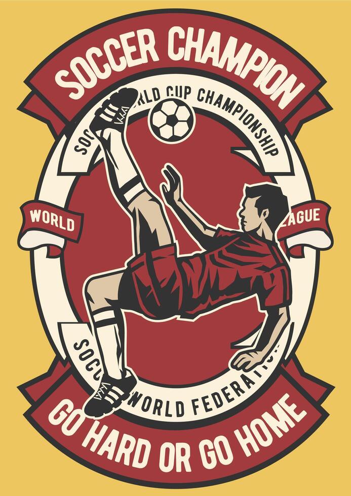 Retro Soccer Champion T-Shirt Design Animation vector