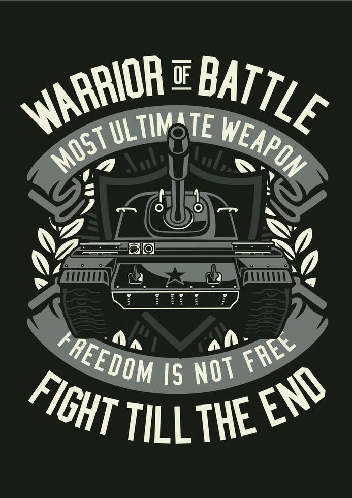 Warrior Battle T-Shirt Design - Animated Illustration vector
