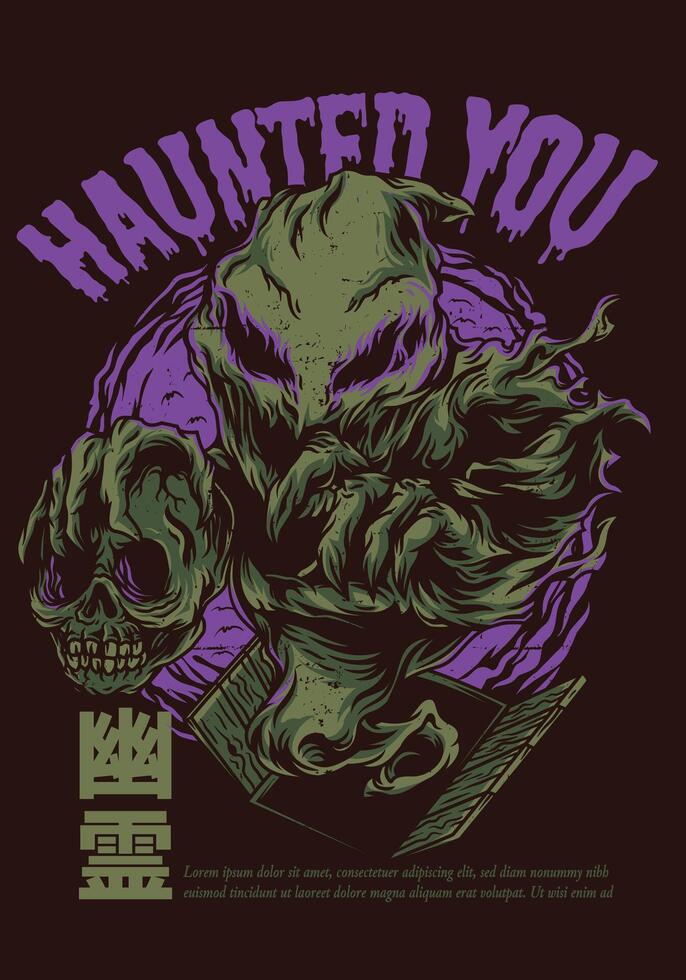 Spooky Gothic Horror T-Shirt Design - Haunted You Art for Halloween Dark Fashion vector