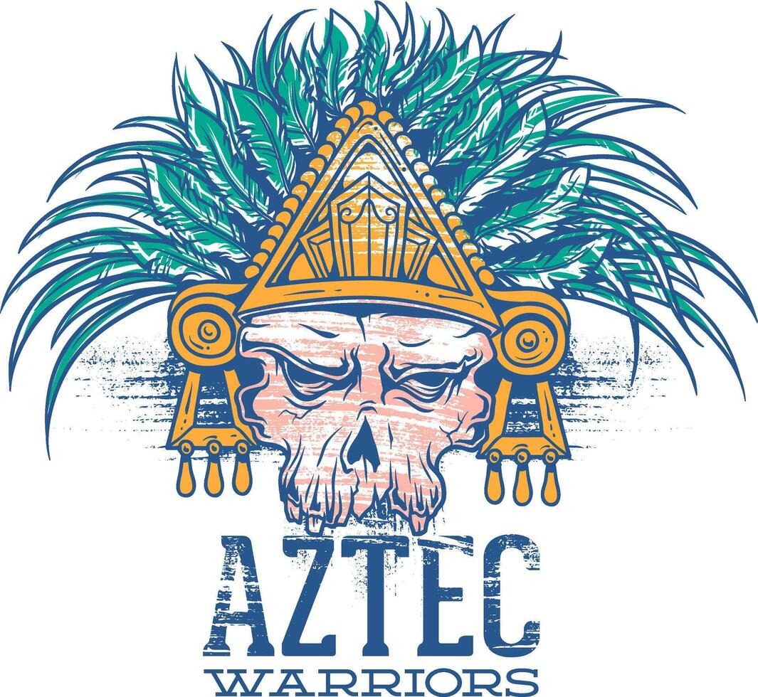 Detailed Aztec warriors design for t-shirts, featuring traditional tribal patterns, fierce warriors, and cultural motifs. Perfect for apparel, prints, and merchandise vector