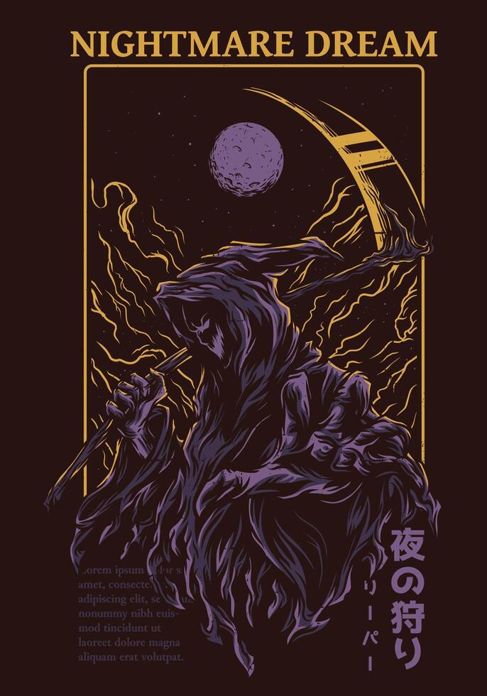 Surreal Nightmare Dream Graphic Tee Design - Dark Fantasy Art for T-Shirts vector