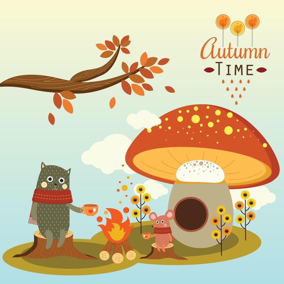 Cozy Autumn T-Shirt Graphic Art, Fall Leaves Pattern Design for Seasonal Apparel vector