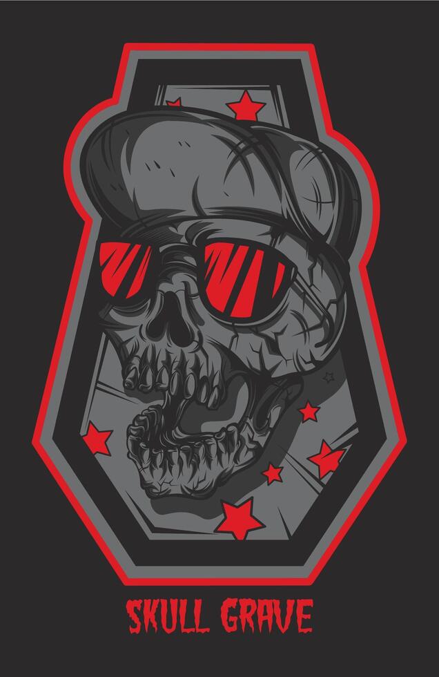 Skull Grave Dark Gothic T-Shirt Design Art vector