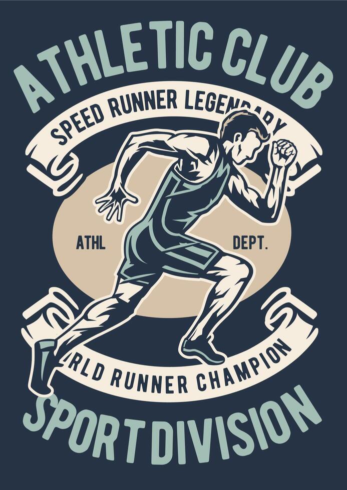 Retro Athletic Runner Sport T-Shirt Design Illustration vector