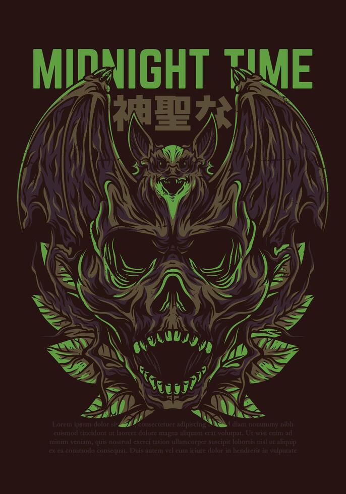Midnight Time Vintage Retro T-Shirt Graphic Design for Print and Merchandise vector