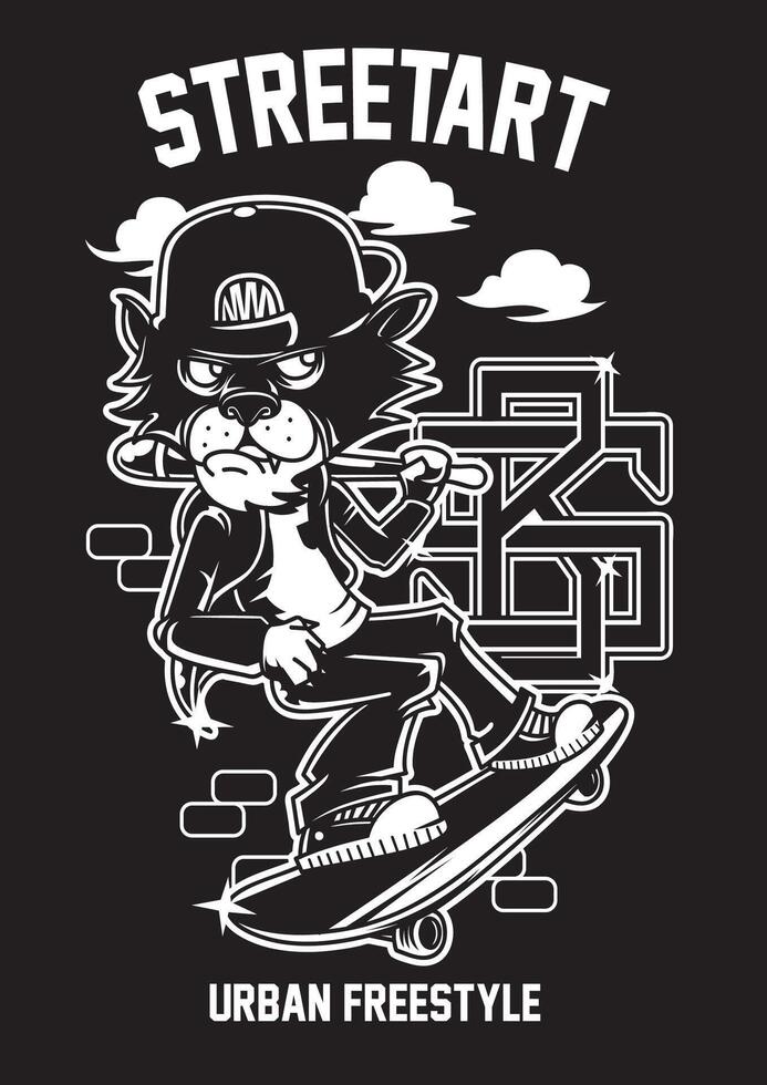 Skate Skull Gothic T-Shirt Design Edgy Art vector