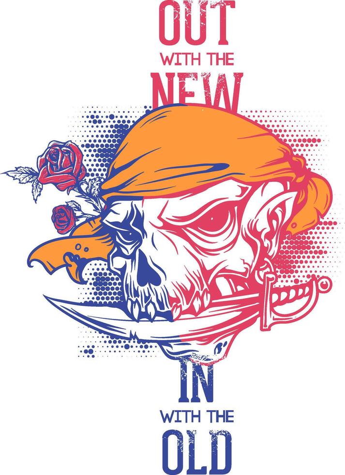 A stylish retro vintage t-shirt design featuring a bold 'Out with the New, In with the Old' slogan. vector