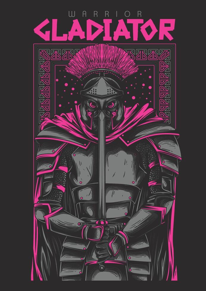 Spartan Gladiator Warrior Art for T-Shirt Design, Vintage Battle Illustration vector