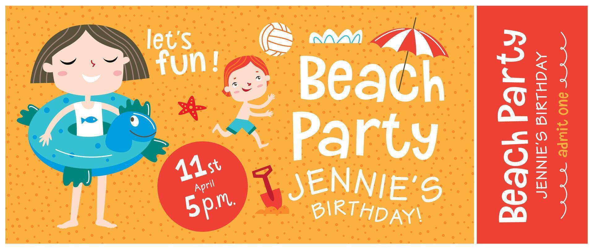 Vibrant Summer Party Invitation Template - Tropical Illustrative Design vector