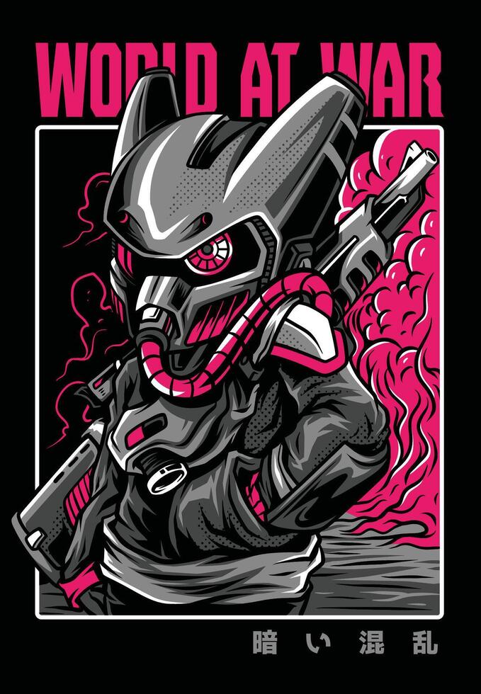 Apocalyptic War Monster Vintage T-Shirt Graphic Design vector