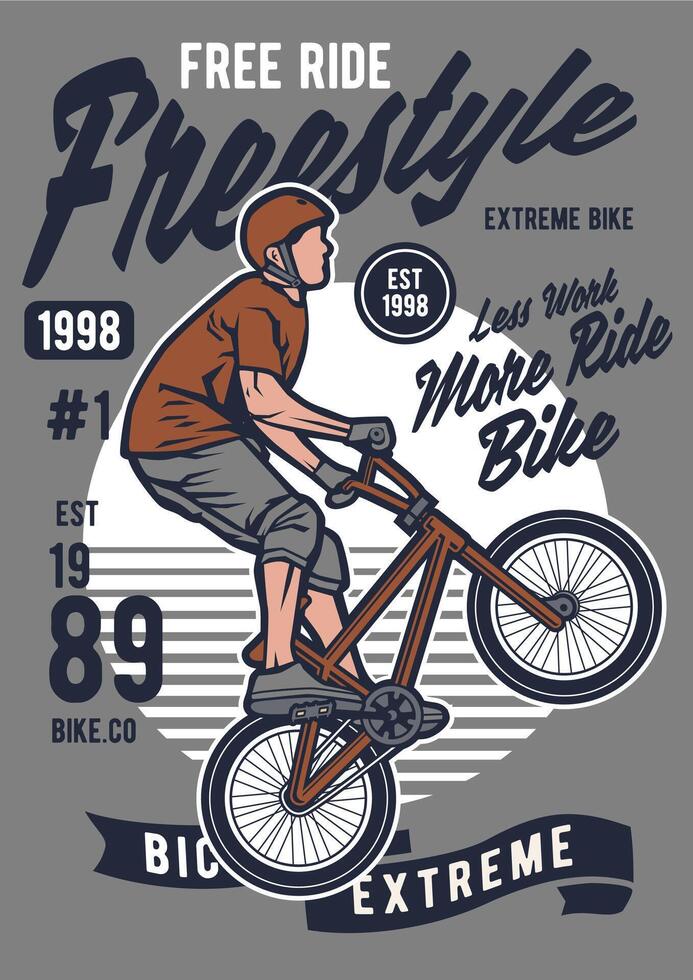 Freestyle Bike T-Shirt Design Animation vector