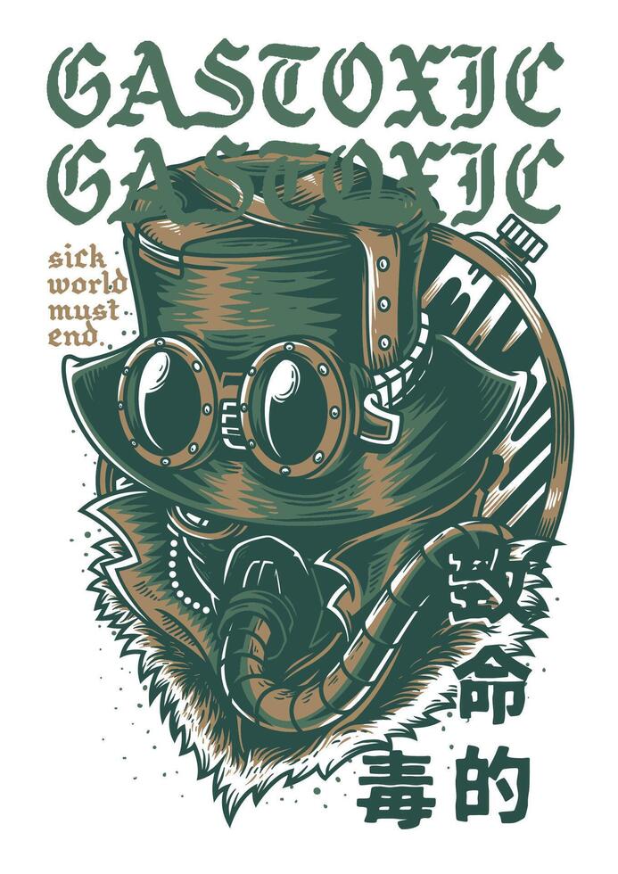 Toxic Gas Symbol Vintage Distressed Graphic Tee Design vector