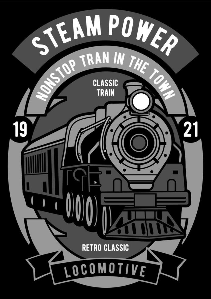 Retro Train Locomotive T-Shirt Design Animation vector