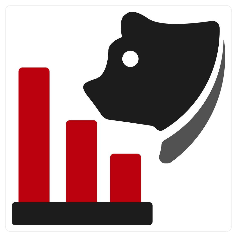 Bear Trend icon concept in red filled color vector