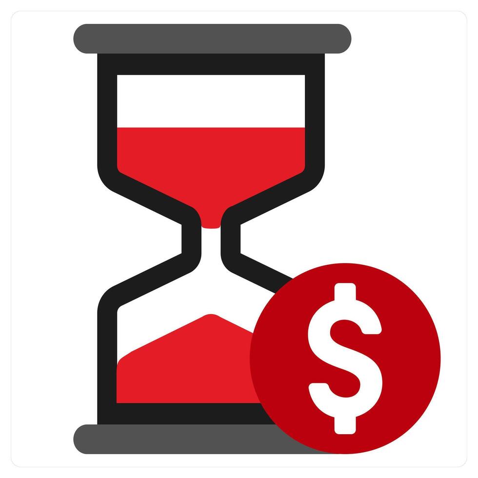 Time is Money icon concept in red filled color vector
