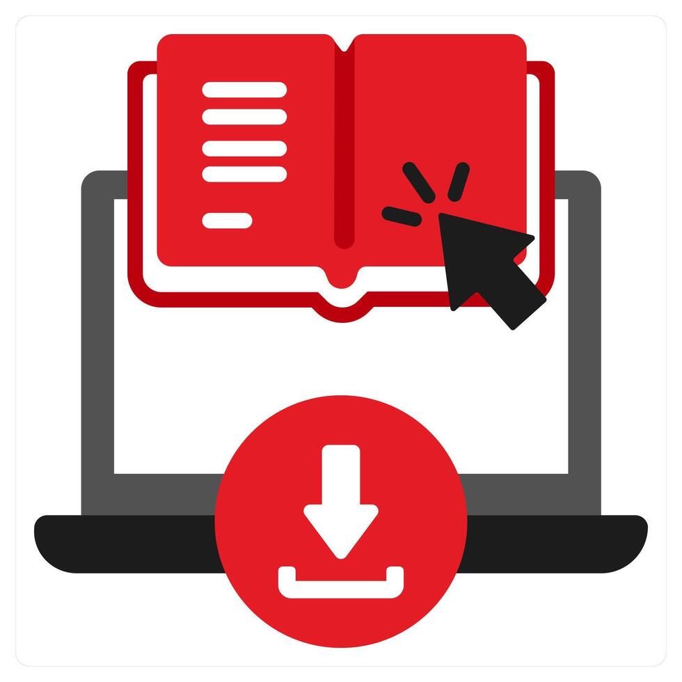 E-Books icon concept in red filled color vector