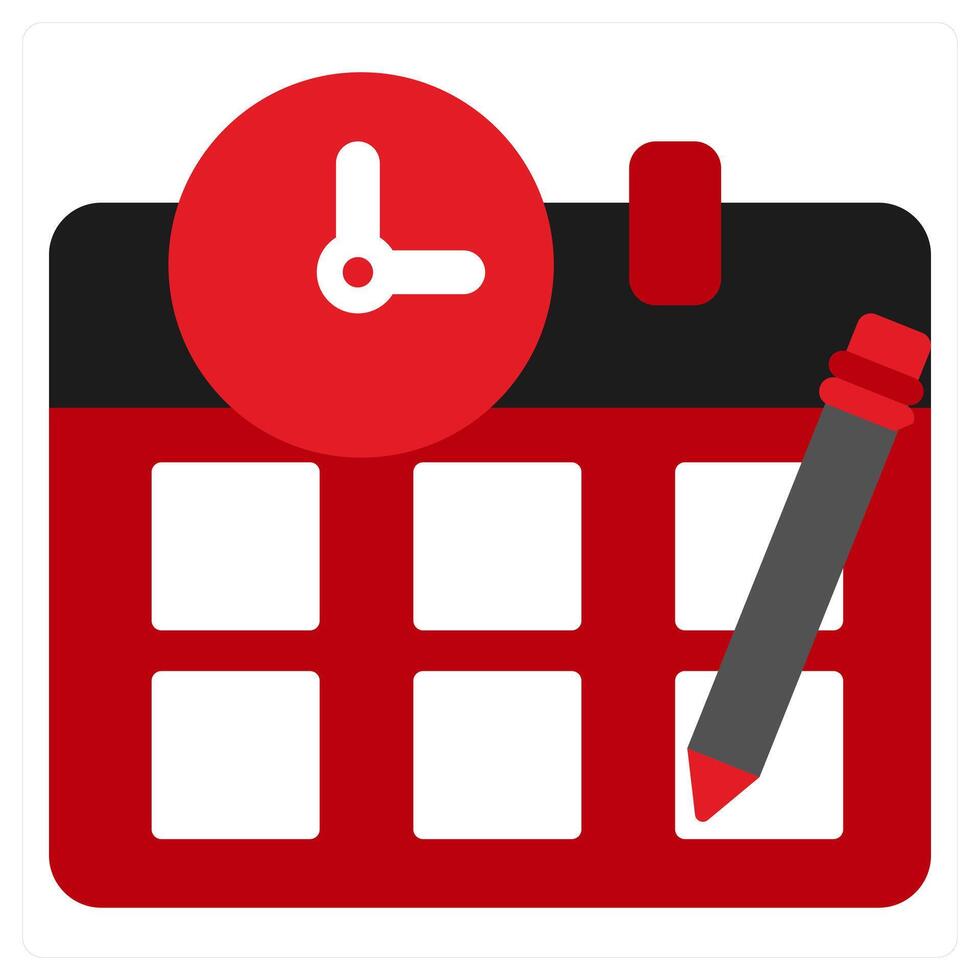 Schedule icon concept in red filled color vector