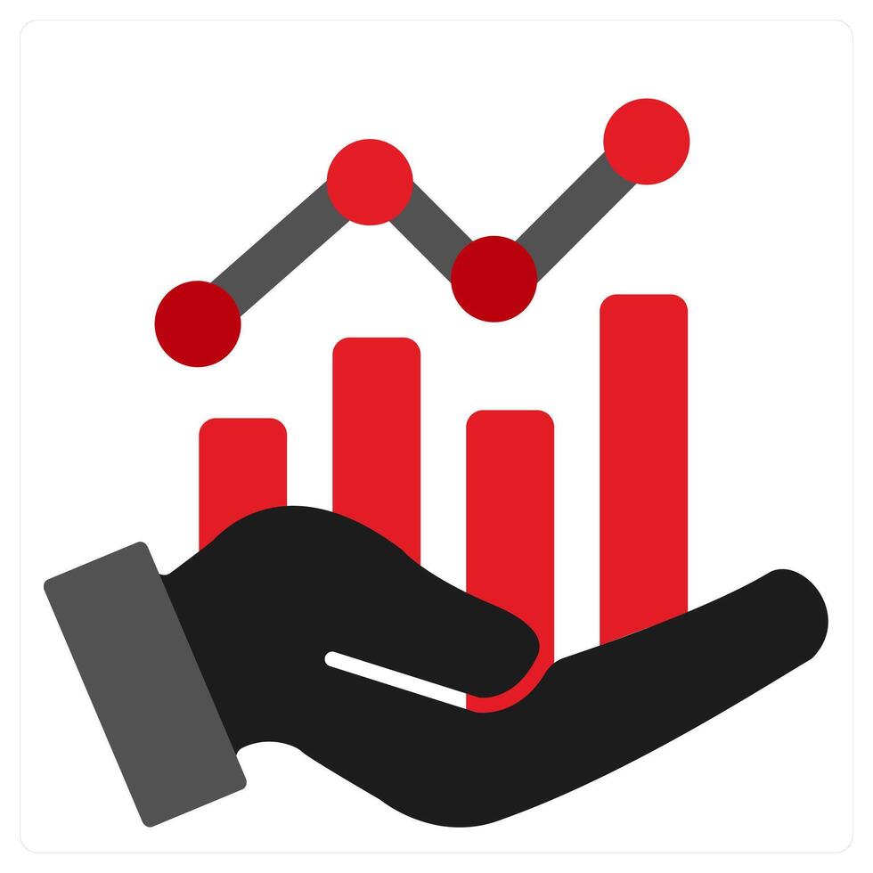 Analytics and graph icon concept in red filled color vector