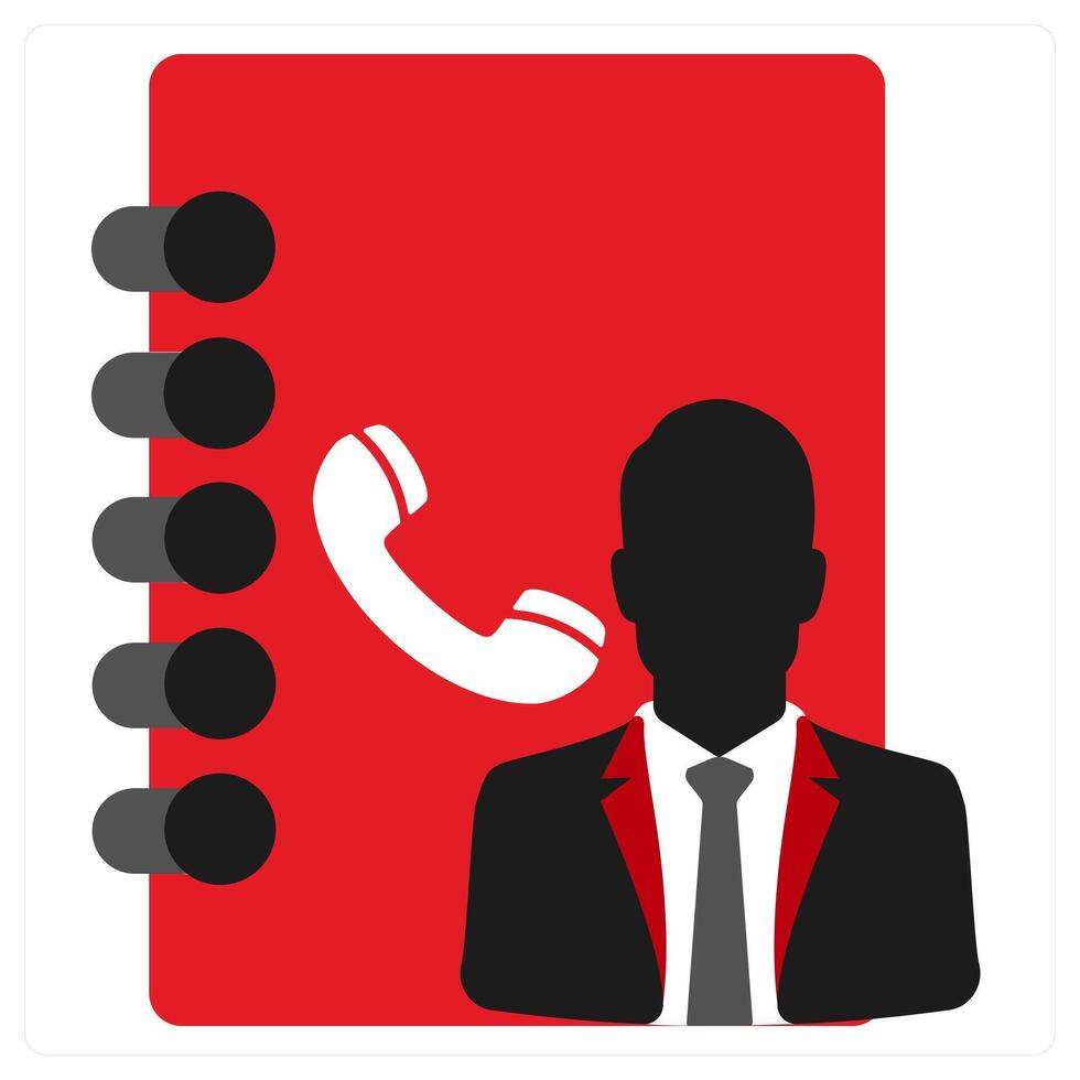 Contact icon concept in red filled color vector