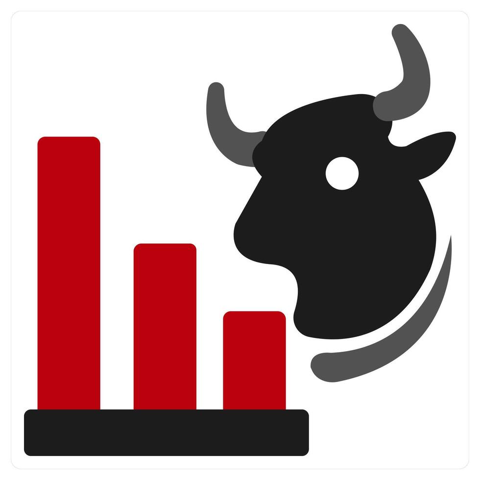 Bull Trend icon concept in red filled color vector