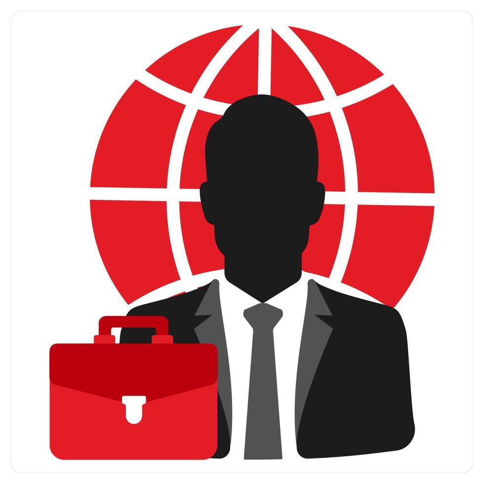 International Business icon concept in red filled color vector
