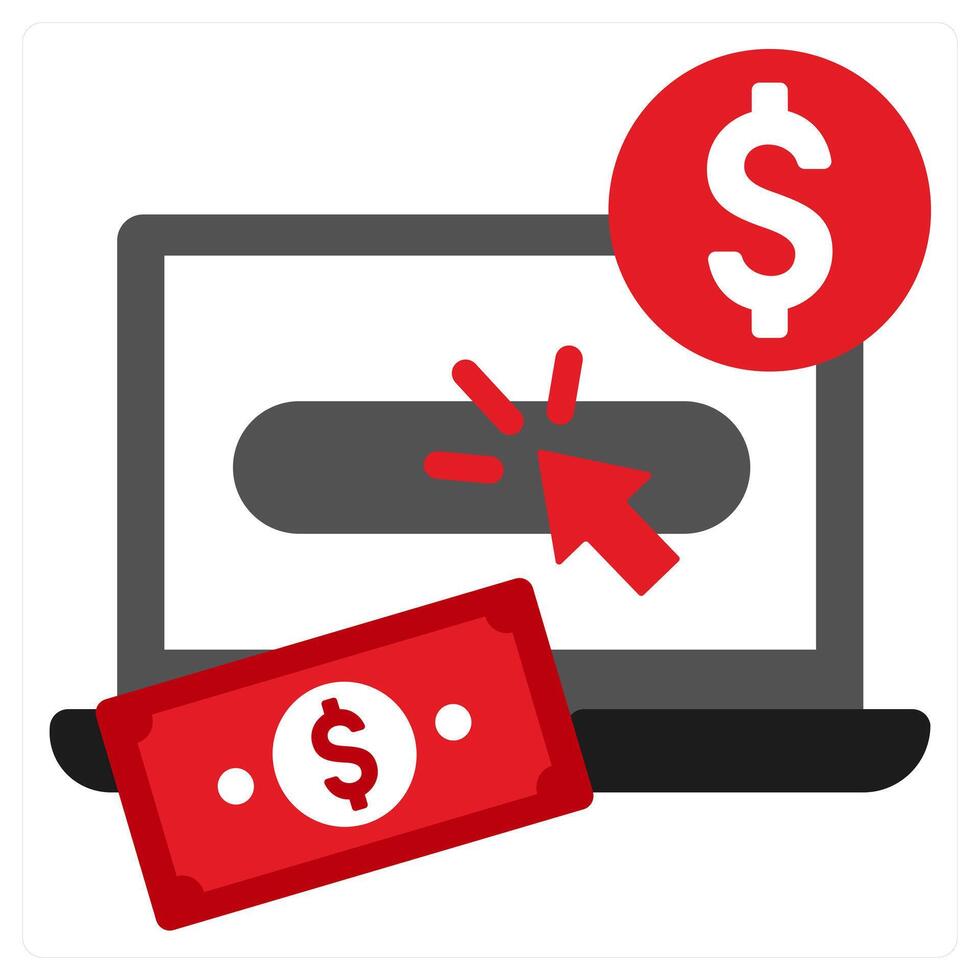 Pay Per Click icon concept in red filled color vector