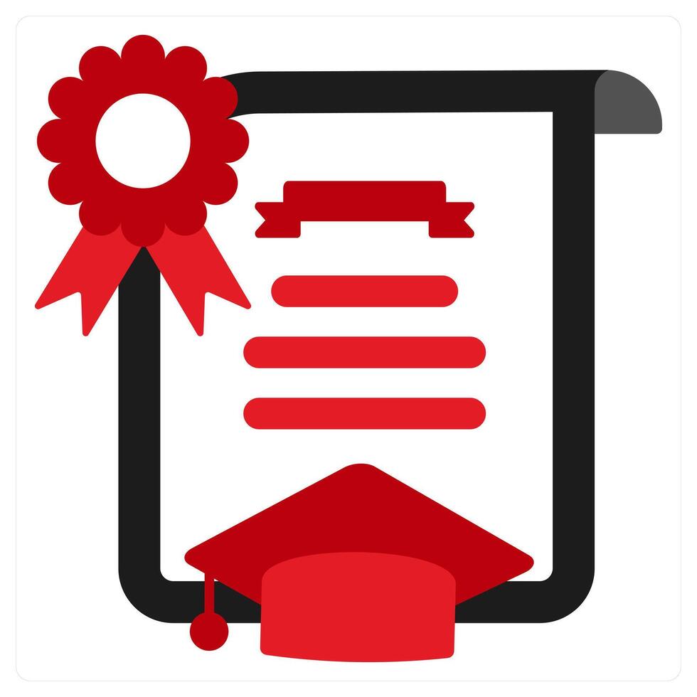 Degree icon concept in red filled color vector