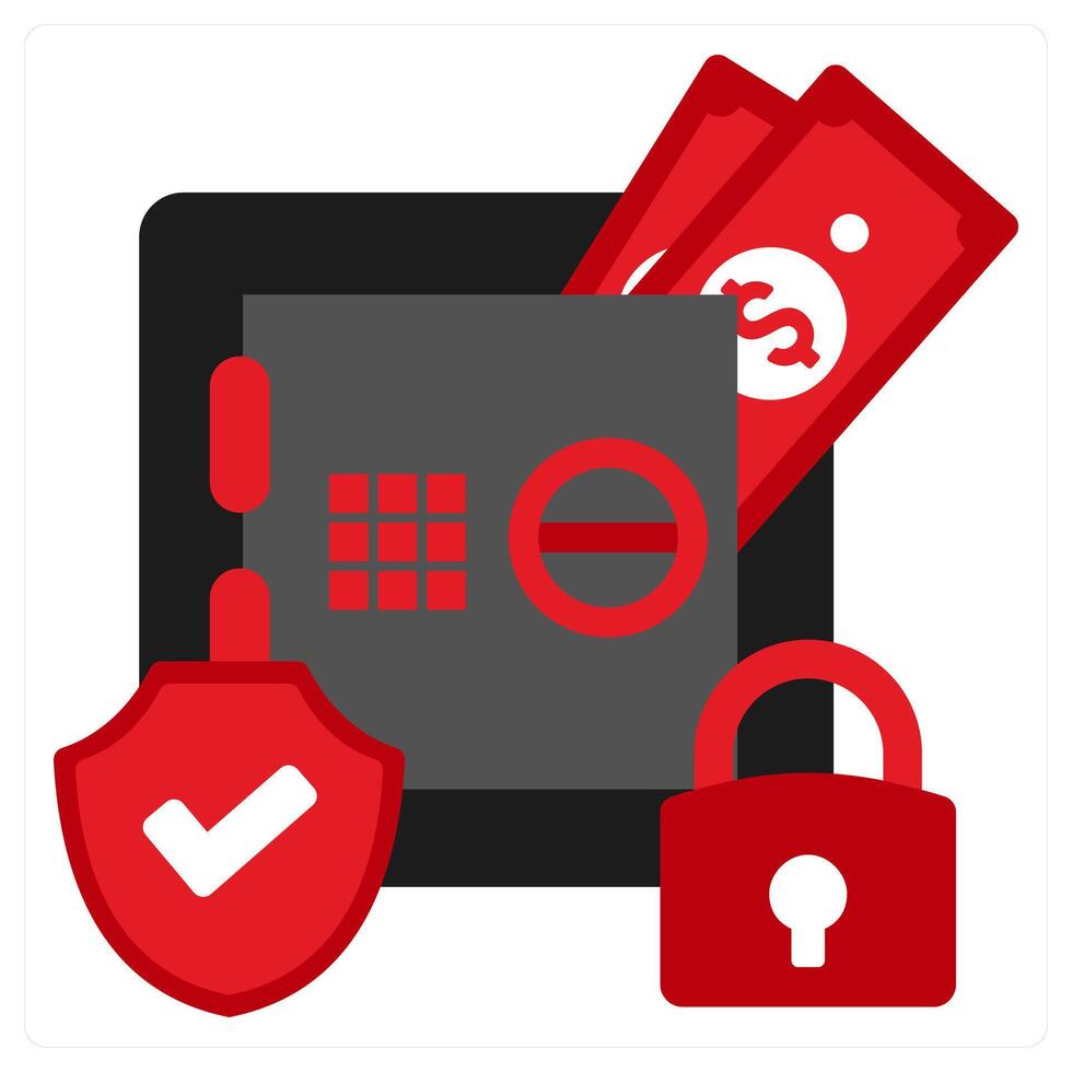 Safe Deposit Box icon concept in red filled color vector
