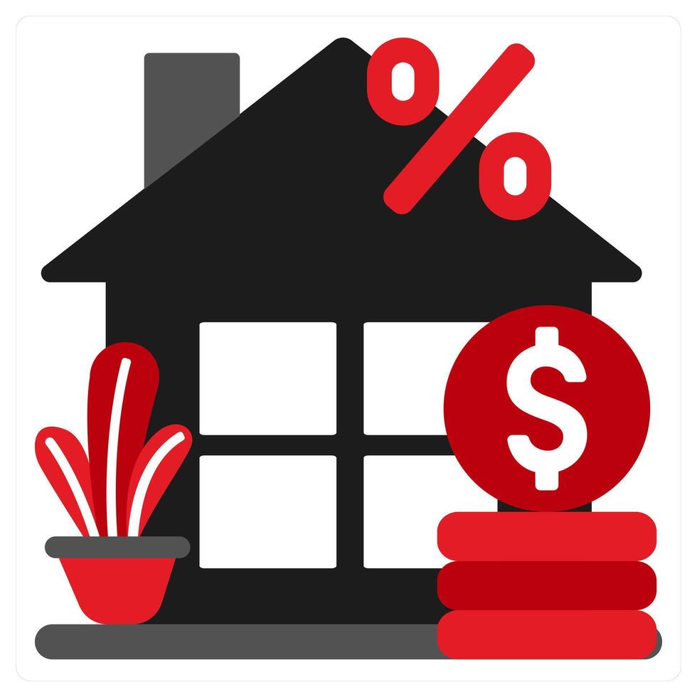 Mortgage icon concept in red filled color vector