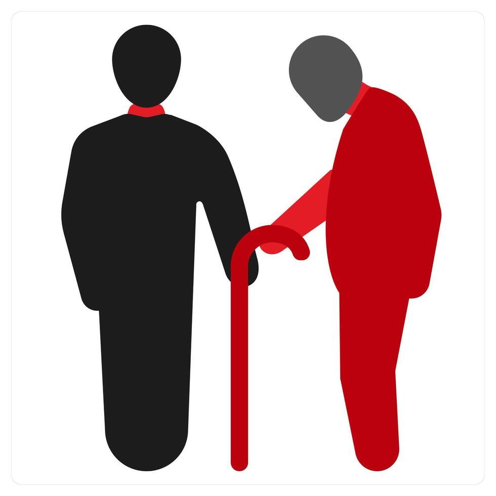 Elderly People Help icon concept in red filled color vector