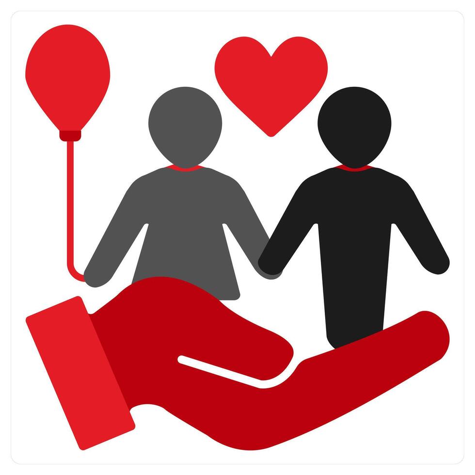 Orphans Help icon in red filled color vector